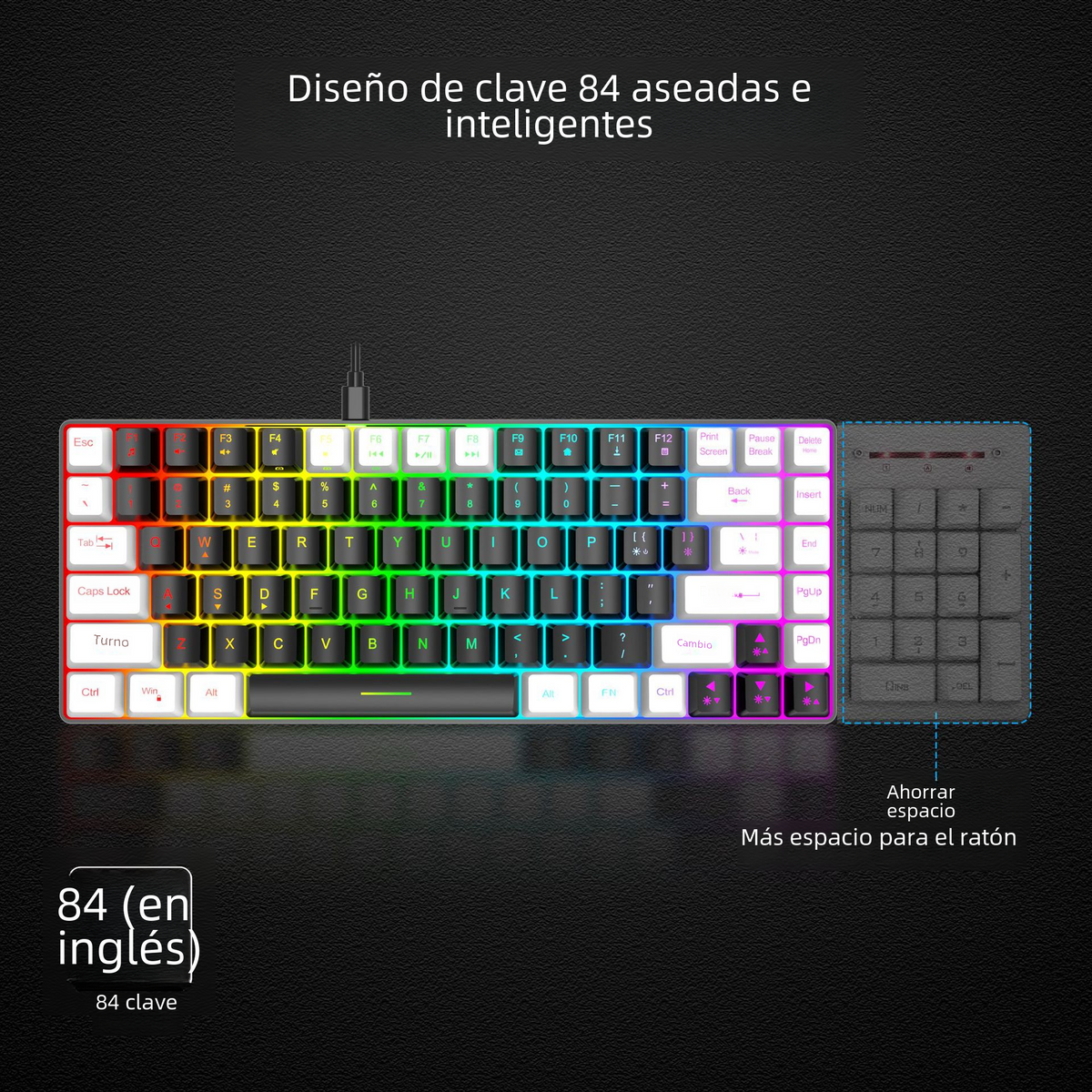 RGB Compact Gaming Keyboard - 84 Key Design